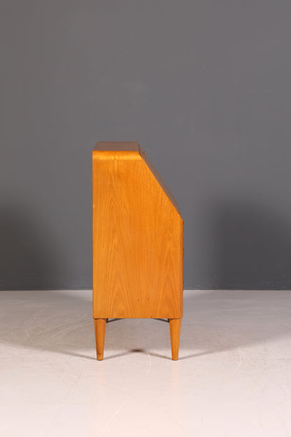 G025 Finish Schlichter Mid Century Sekretär Vintage Schreibmöbel echt Holz Kommode Office Secretary