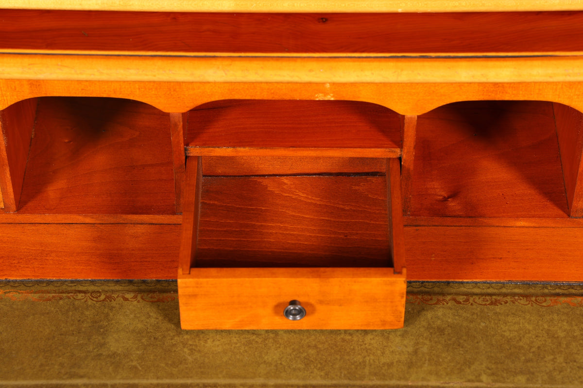 Élégant secrétaire anglais, vitrine en if, secrétaire à abattant, bureau, vitrine, bibliothèque, ancien, vintage