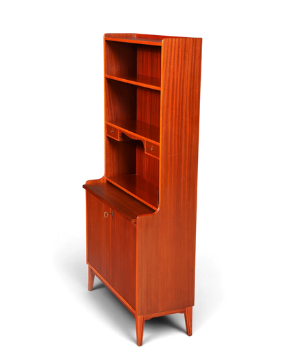 Hauptstadt Möblerei Mid Century ahşap sekreter ve kitaplık, vintage tasarım, ayarlanabilir raflar ve çalışma alanı