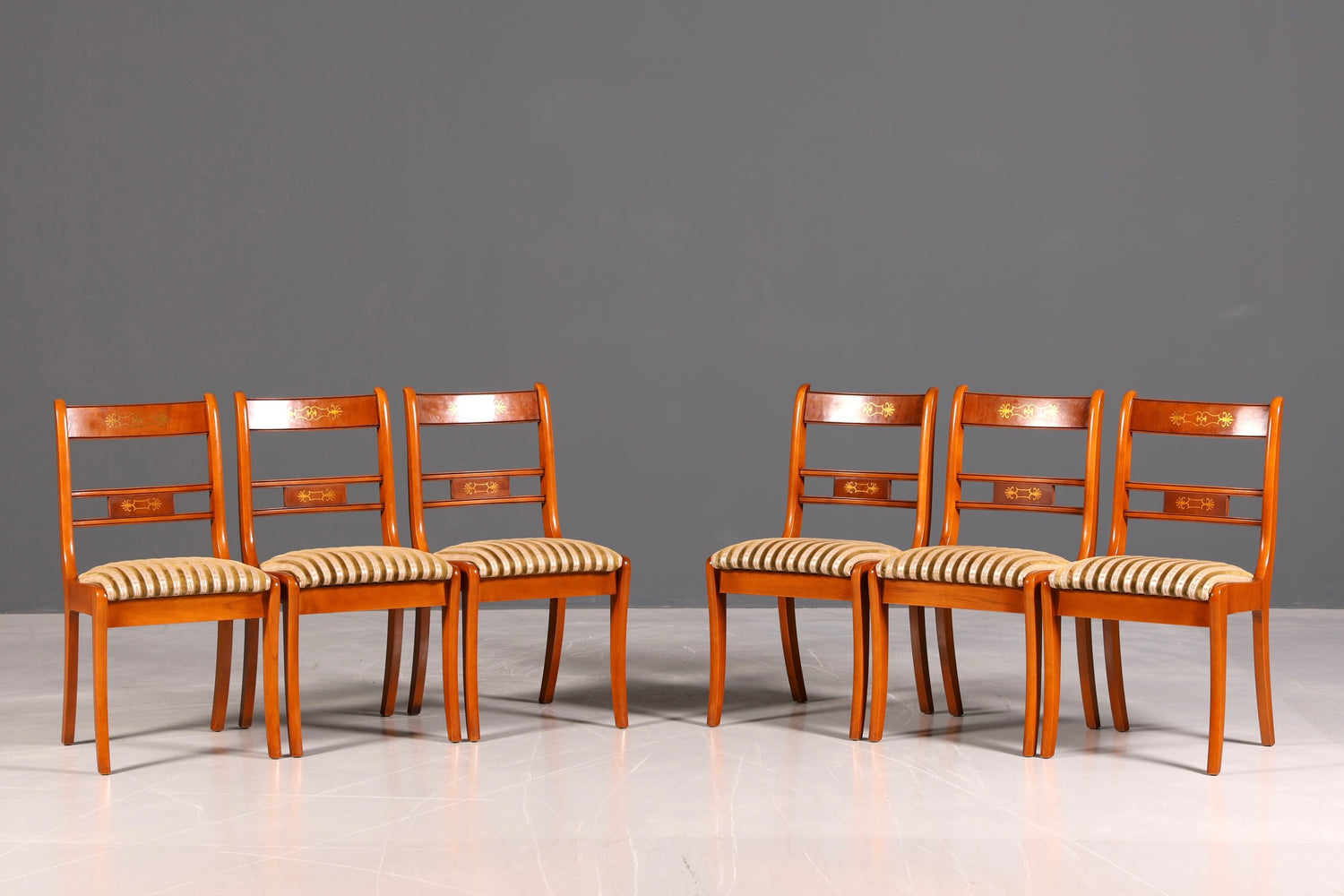 G034 Finish cm 6x Edle Englische Stühle Englisch Dining Chairs Antik 60er Jahre Regency Küchenstühle Stuhlset (Kopie)