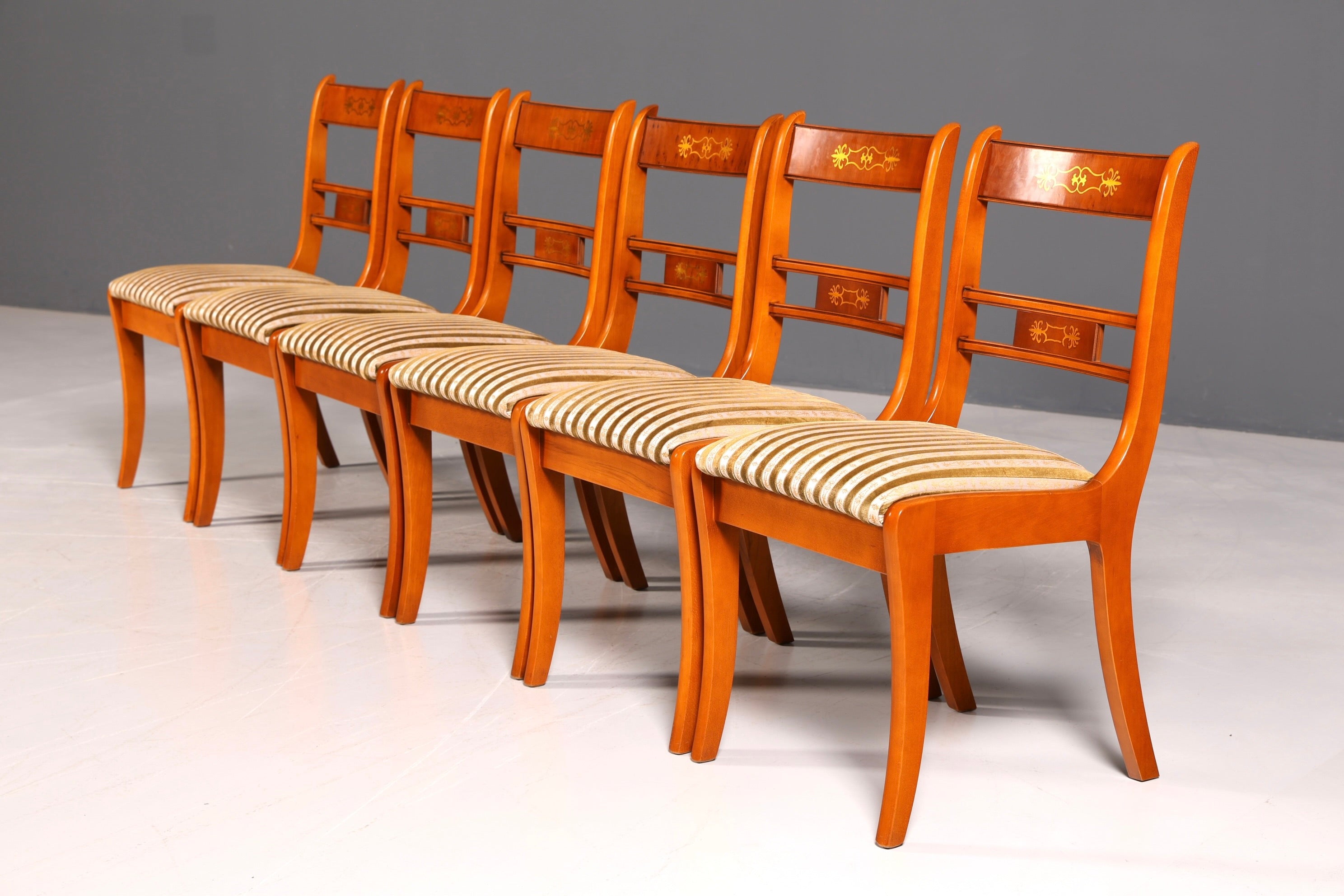 G034 Finish cm 6x Edle Englische Stühle Englisch Dining Chairs Antik 60er Jahre Regency Küchenstühle Stuhlset (Kopie)