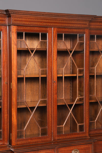 Beeindruckende Englische Vitrine Mahagoni Bibliothek Bücherschrank Glasvitrine Buffet Schrank Antik Vintage