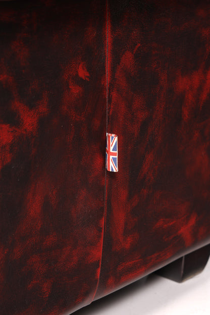 Magnifique canapé Chesterfield original 2 places, style anglais, cuir bordeaux, 2 places, 2 sur 2