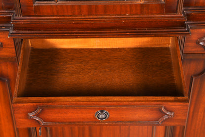 Impressive English Display Cabinet, Mahogany Library Bookcase, Glass Cabinet, Buffet Cabinet, Antique Vintage