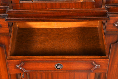 Beeindruckende Englische Vitrine Mahagoni Bibliothek Bücherschrank Glasvitrine Buffet Schrank Antik Vintage