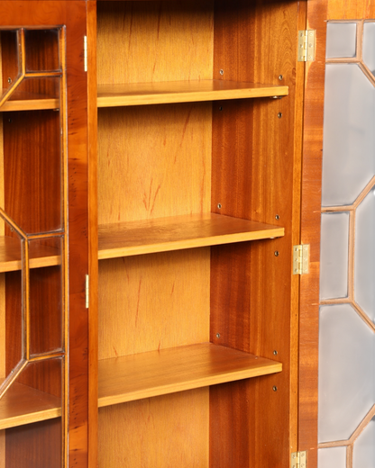 Magnifique vitrine anglaise en if, bibliothèque, vitrine, buffet, bibliothèque, ancienne, vintage