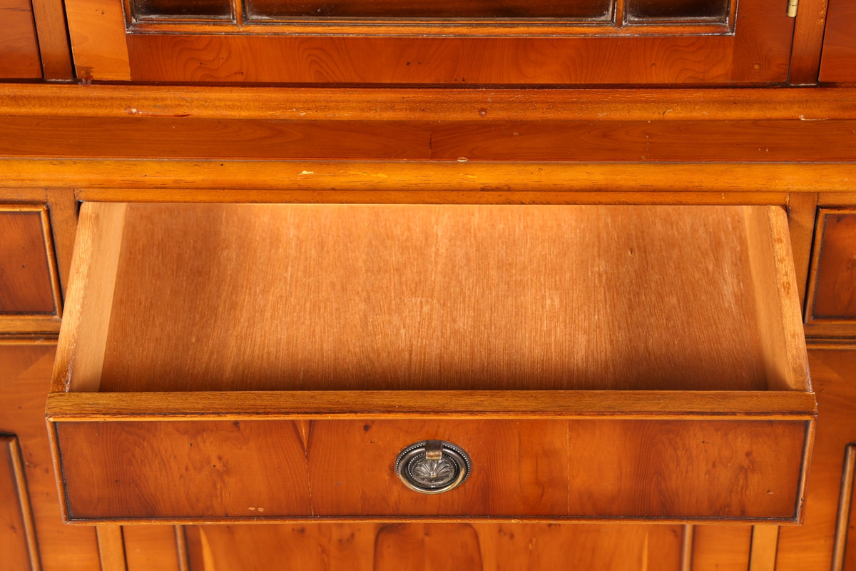 Magnifique vitrine anglaise en if, bibliothèque, vitrine, buffet, bibliothèque, ancienne, vintage
