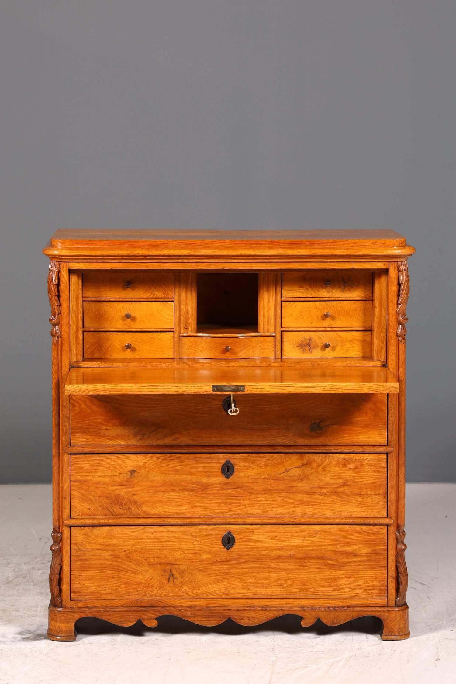 Stilvoller Biedermeier Sekretär um 1860 Vertiko Antik Kommode Louis Philippe Schreibkommode