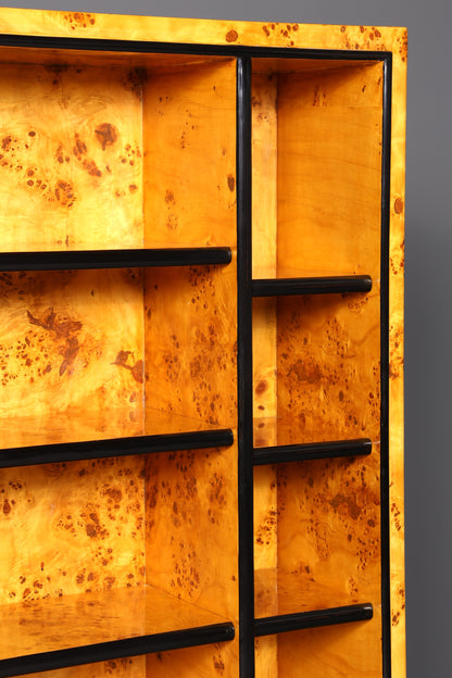 Bibliothèque impressionnante en bouleau au design Art déco, étagère de luxe, style Biedermeier