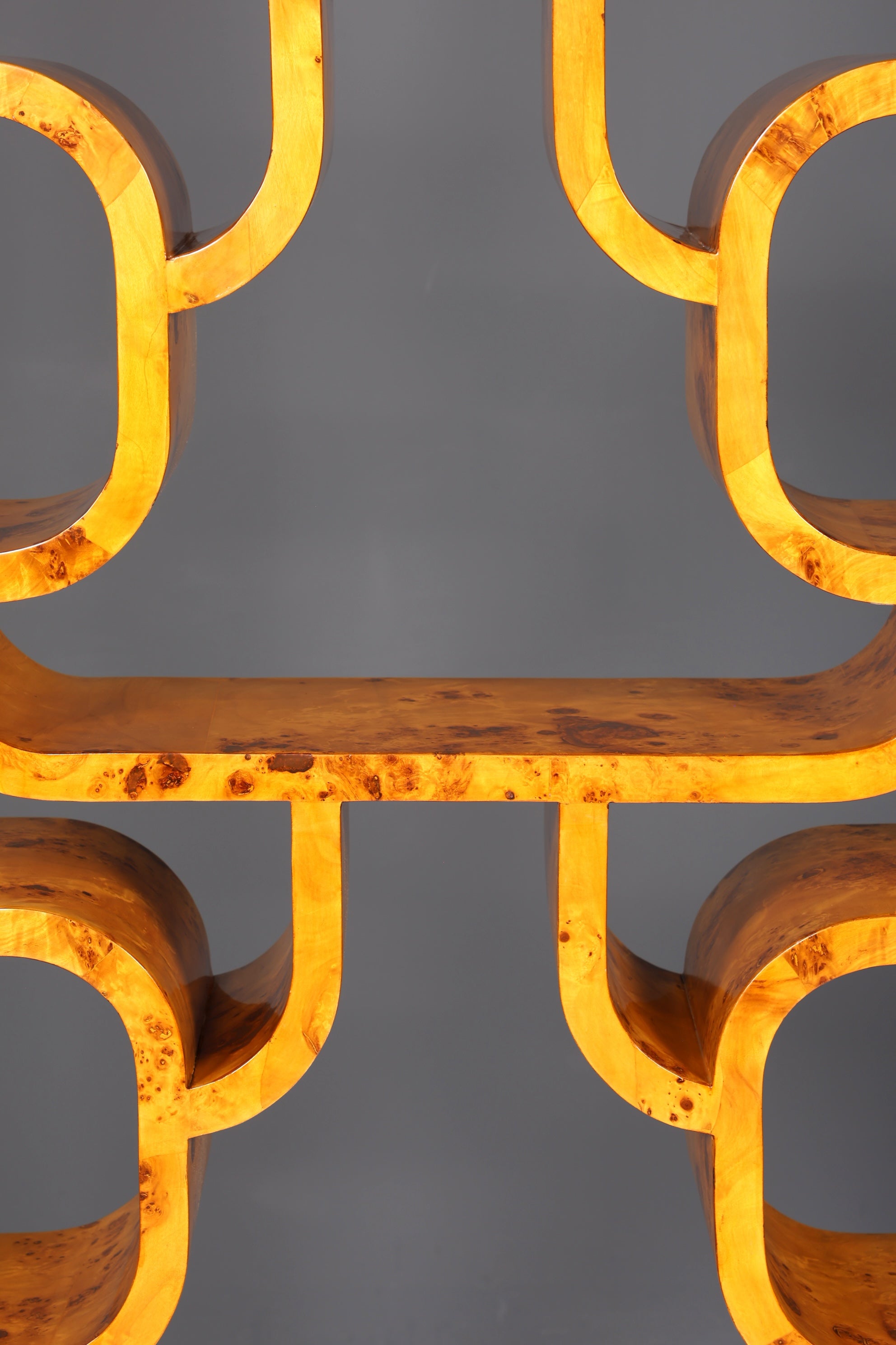 Impressionnante bibliothèque de style Ludvik Volak, en bouleau, style Art déco, meuble de luxe, pièce culte pour bibliothèque, séparateur de pièce