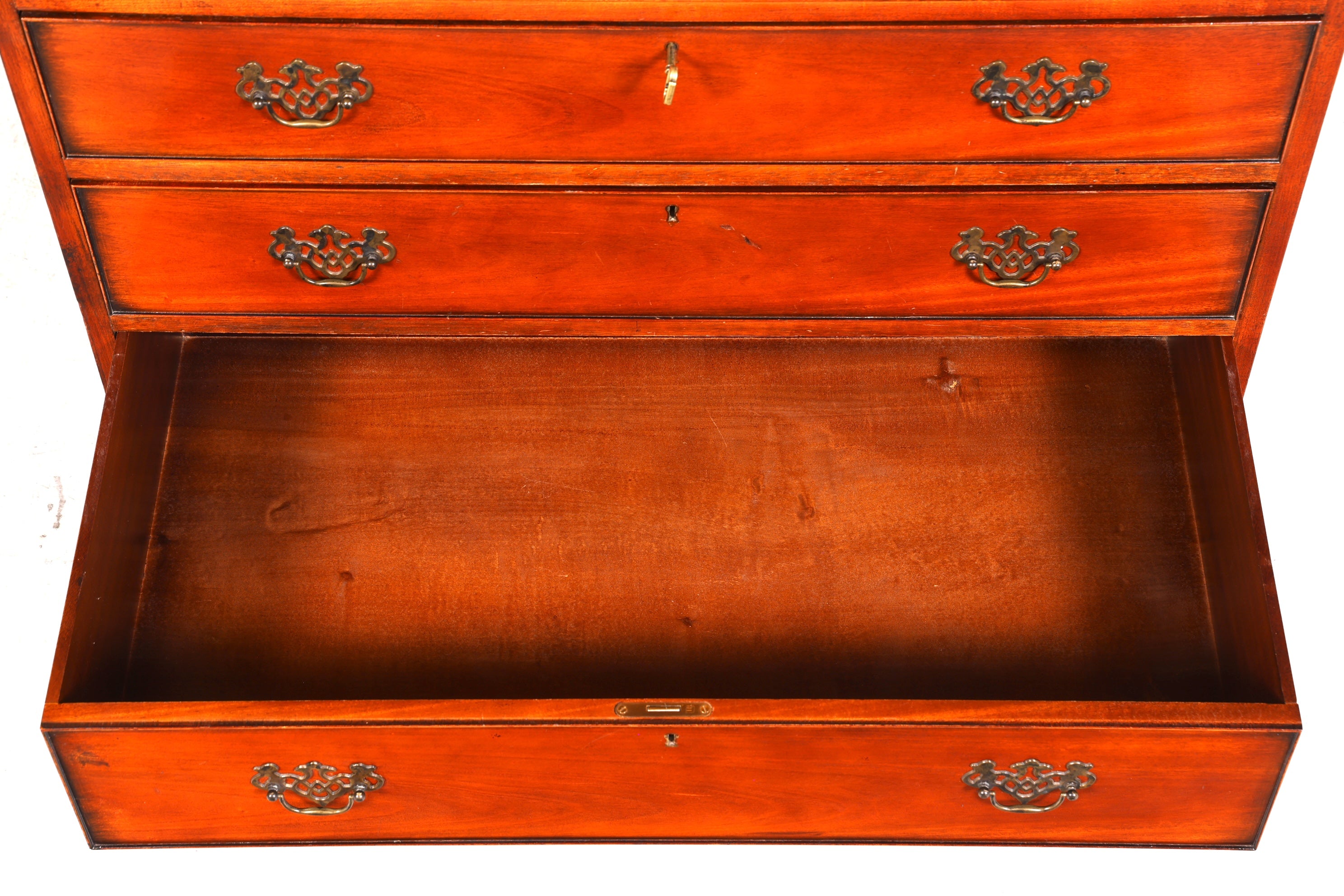 Magnifique secrétaire anglais, bureau, plateau en cuir véritable, table d&