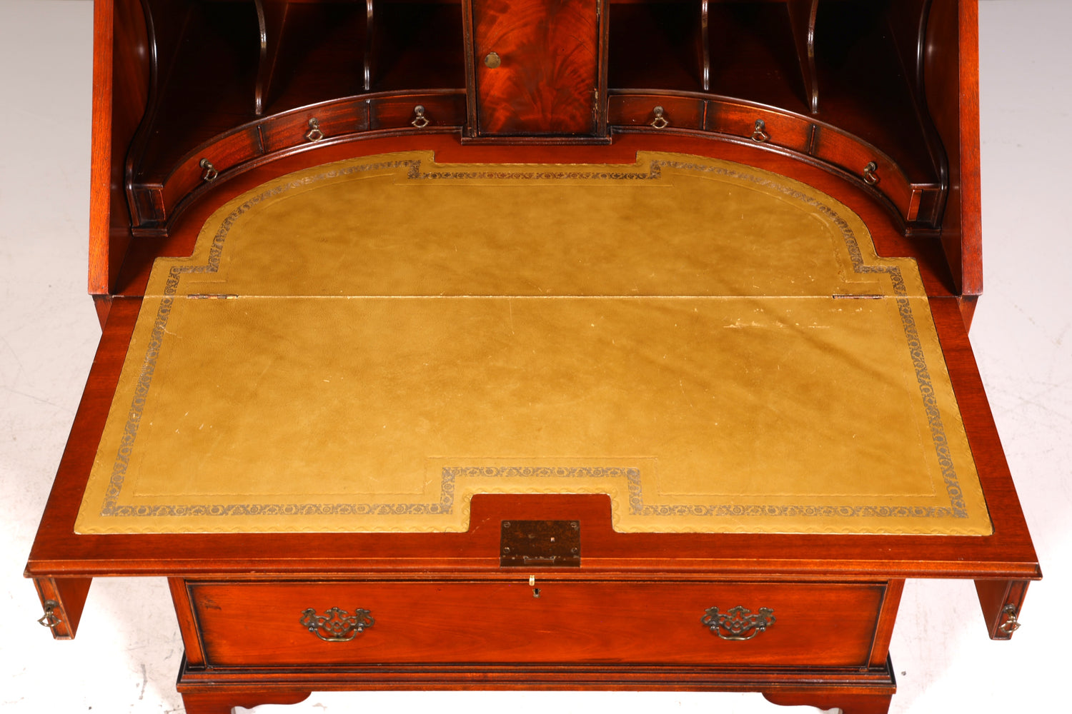Magnifique secrétaire anglais, bureau, plateau en cuir véritable, table d&