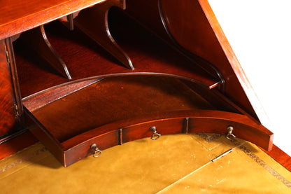 Magnifique secrétaire anglais, bureau, plateau en cuir véritable, table d&