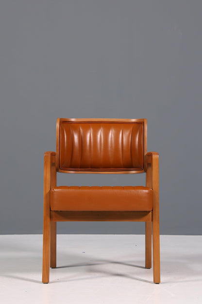 Edler Armlehnstuhl "LIMA" Cognac Esszimmerstuhl mit Korbgeflecht Polsterstuhl Armlehnstuhl Sekretär Stuhl