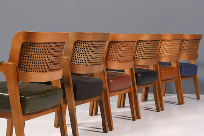 Edler Armlehnstuhl "Lima" Esszimmerstuhl mit Korbgeflecht in blau Polsterstuhl Armlehnstuhl Sekretär Stuhl