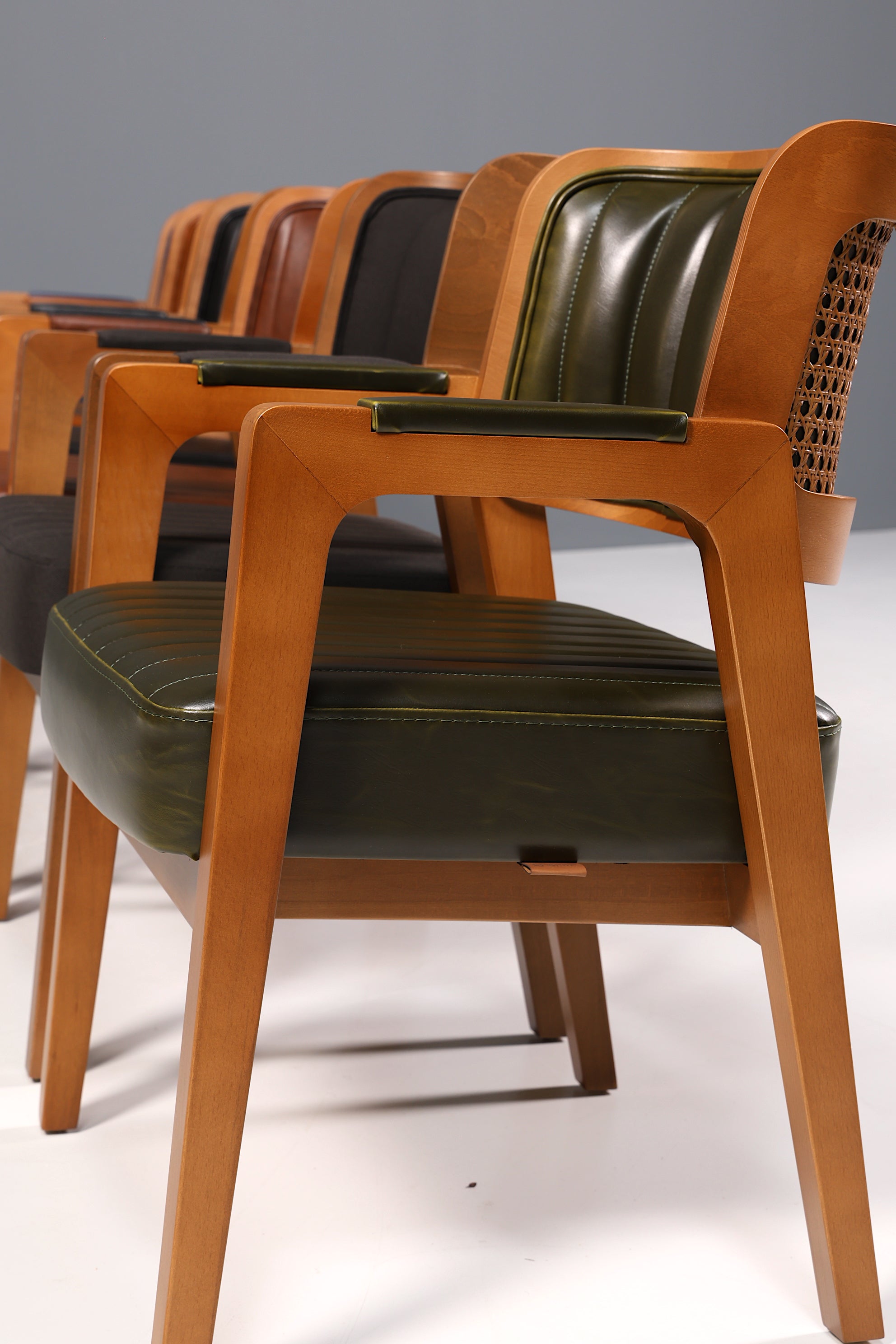 Noble armchair "Lima" dining room chair with wickerwork in green kitchen chair armchair