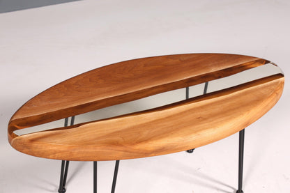 Einzigartiger Ovaler Epoxidharz Couchtisch Nussbaum River Coffee Table Wohnzimmer Tisch