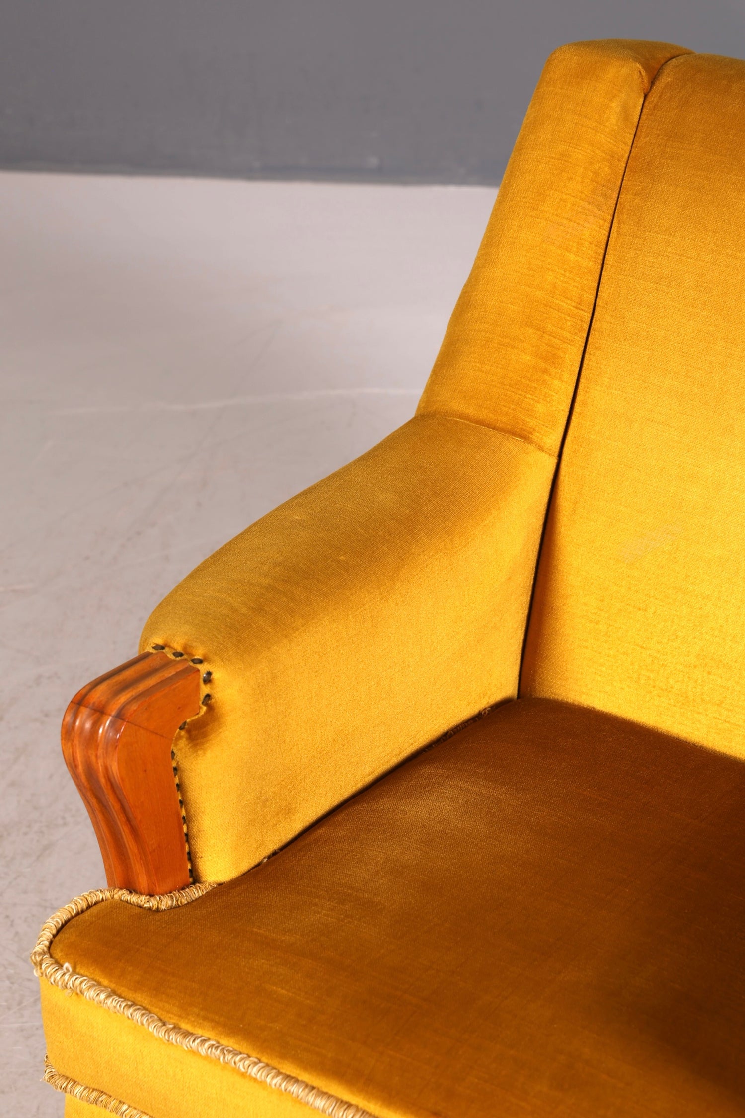 G060 Finish Edler Chippendale Armlehnsessel Barock Stil Sessel Armchair Samt Stoff Sessel