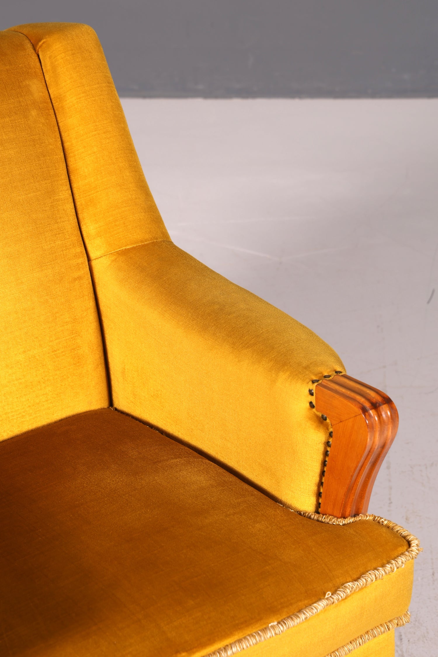 G060 Finish Edler Chippendale Armlehnsessel Barock Stil Sessel Armchair Samt Stoff Sessel