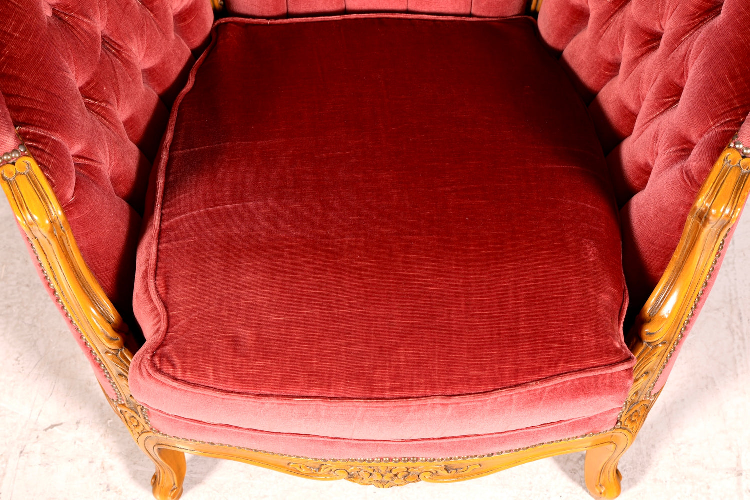 G063 Finish cm Edler Chippendale Armlehnsessel Barock Stil Sessel Armchair Samt Stoff Sessel