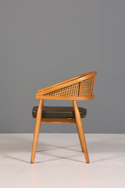 Edler Korbgeflecht Esszimmer Stuhl "Malibu Plus Green" Küchenstuhl Armlehnstuhl Buche Sekretär Stuhl