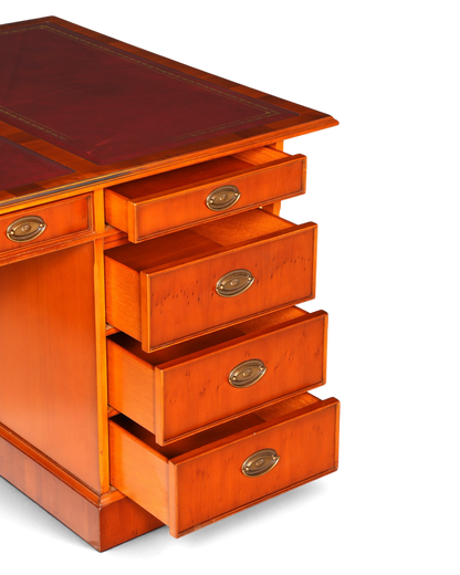 G721 Finish cm HELDENSE Wunderschöner Englischer Schreibtisch Englisch Eibe Desk Leder Auflage Antik Stil Bürotisch Office Desk (Kopie)