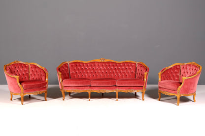 G063 Finish cm Edler Chippendale Armlehnsessel Barock Stil Sessel Armchair Samt Stoff Sessel