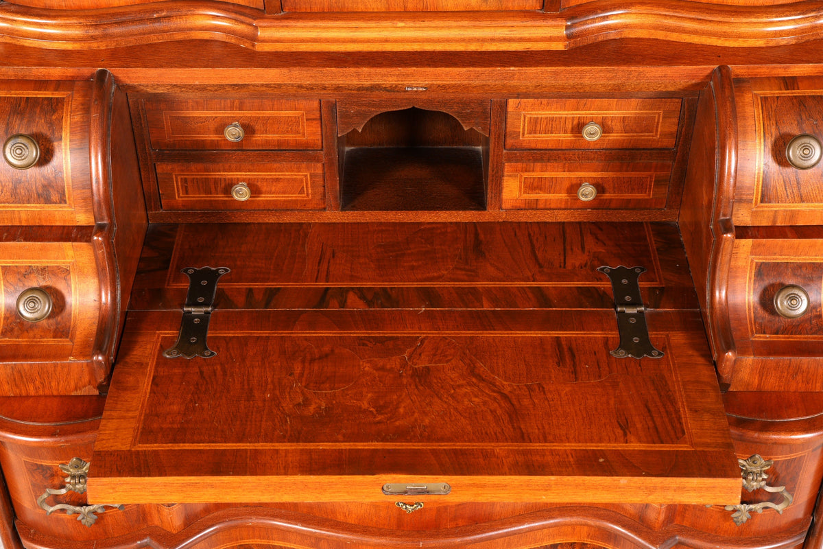 Impressionnant secrétaire à gradin de style baroque, secrétaire, armoire secrétaire, meuble tabernacle, style ancien, en bois massif, vintage