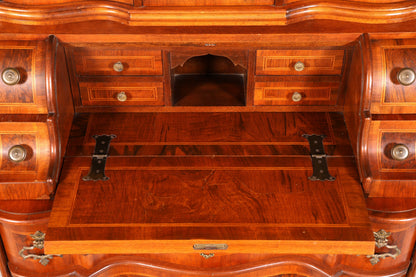 Impressionnant secrétaire à gradin de style baroque, secrétaire, armoire secrétaire, meuble tabernacle, style ancien, en bois massif, vintage