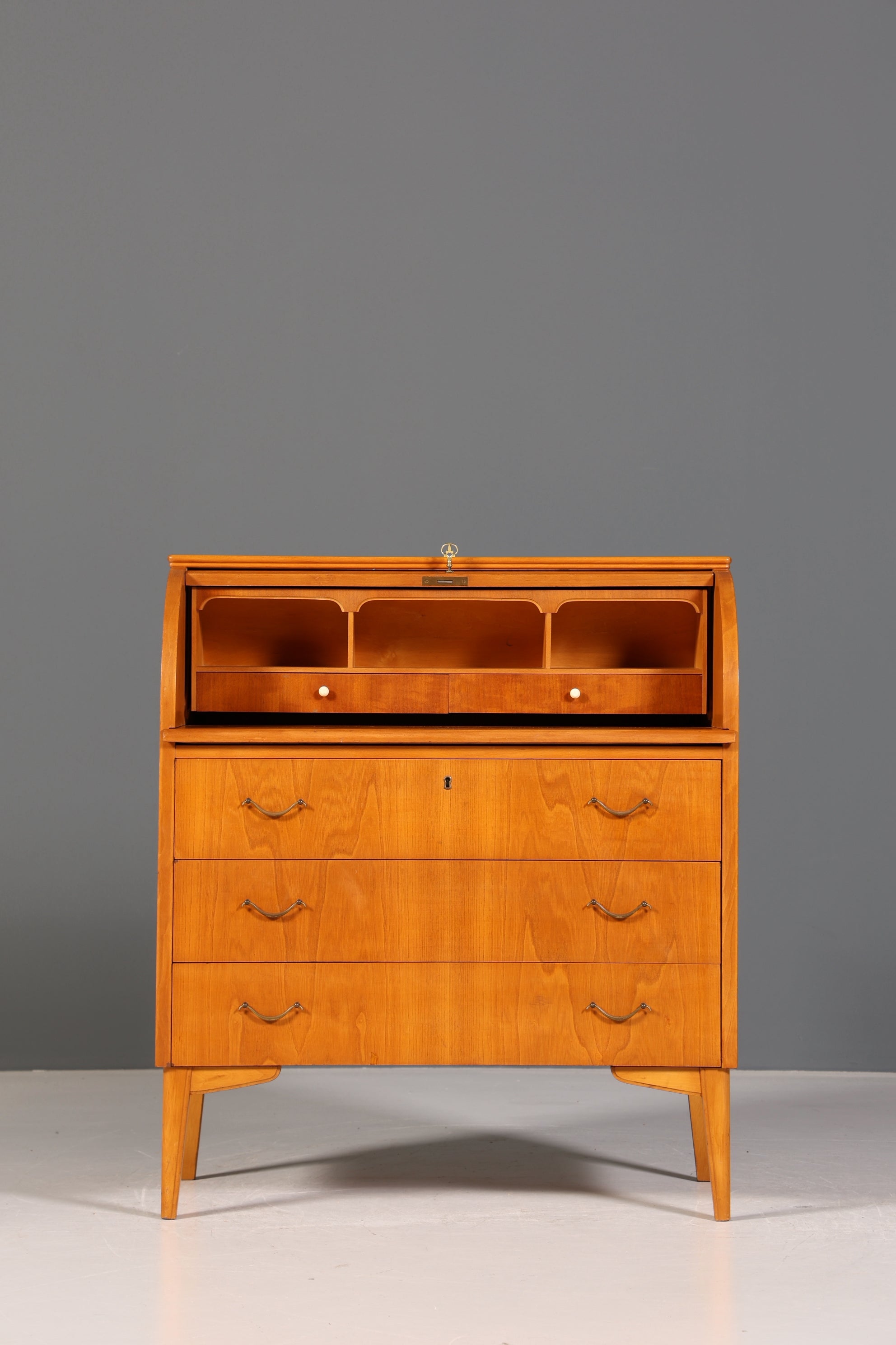 Wunderschöner Mid Century Rollladen Sekretär echt Holz Büro Schrank Vintage Schreibkommode