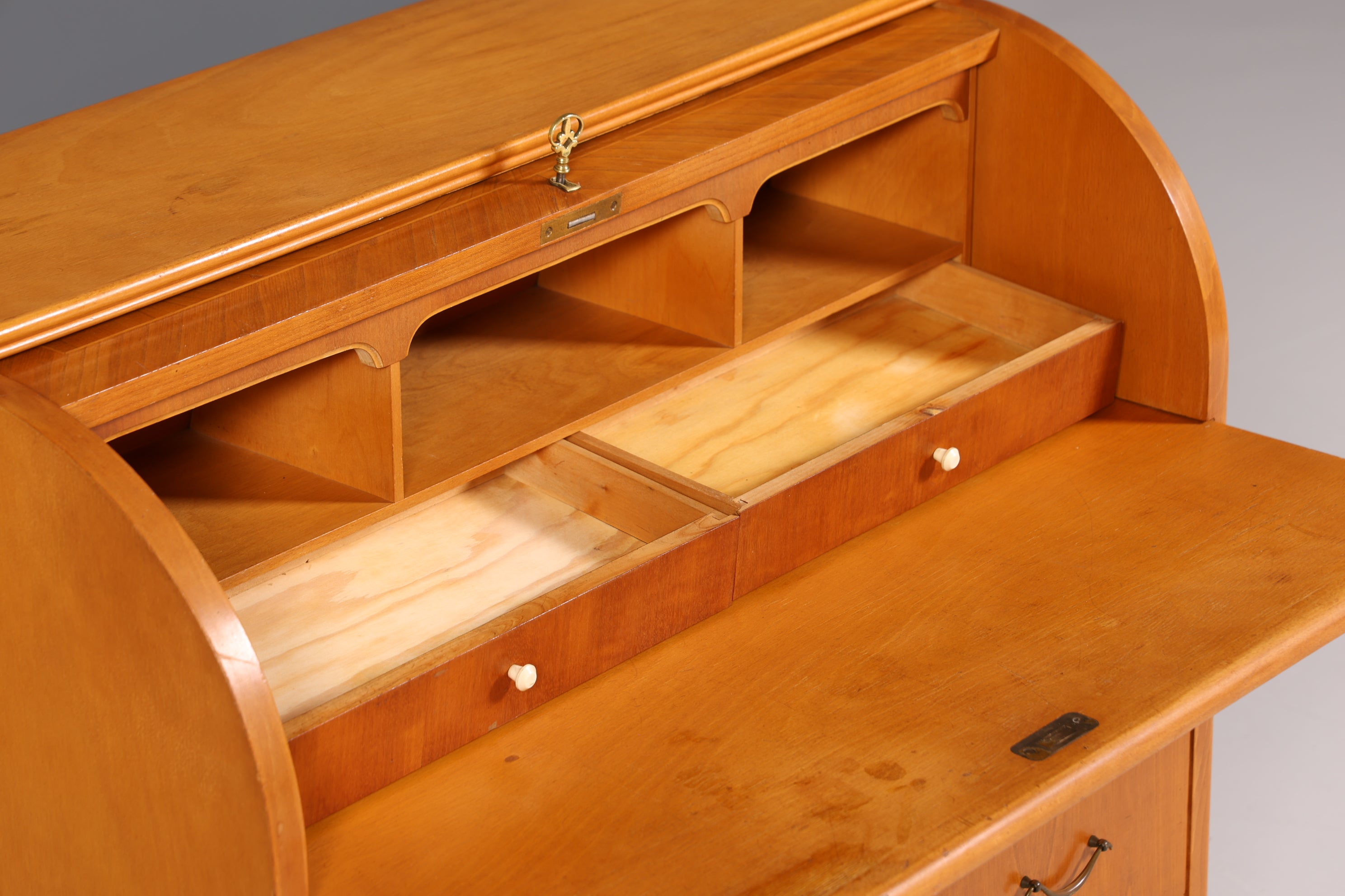 Wunderschöner Mid Century Rollladen Sekretär echt Holz Büro Schrank Vintage Schreibkommode