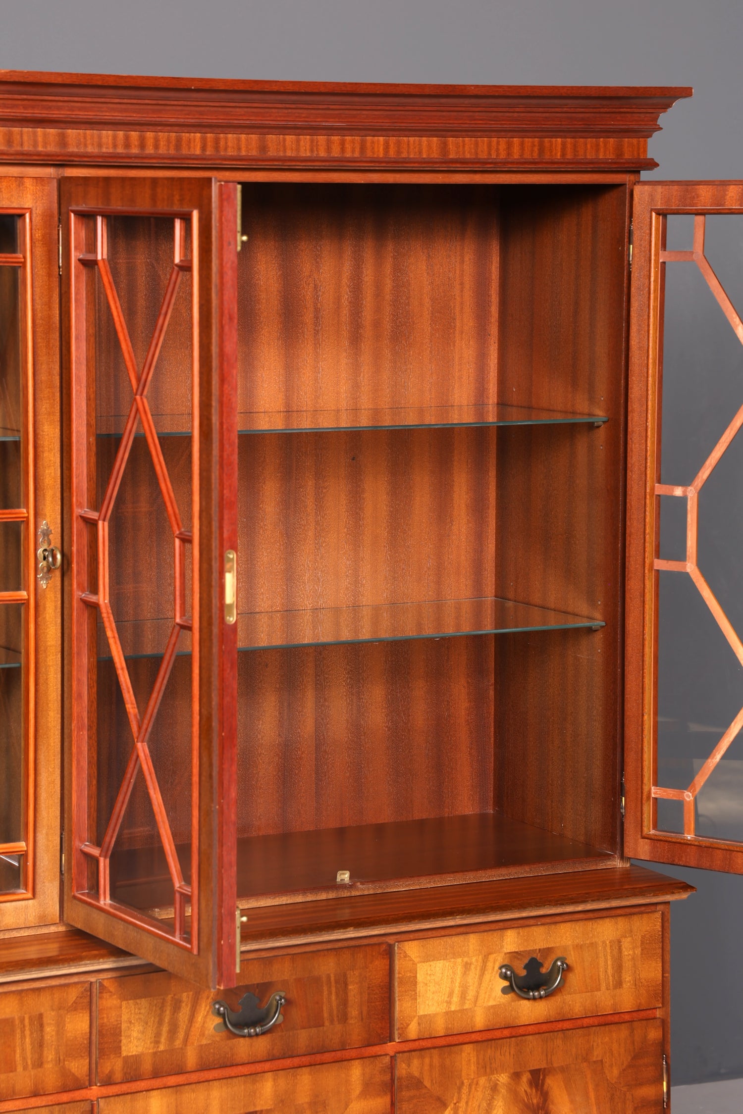 Wunderschöne Englische Vitrine Bibliothek Bücherschrank Glasvitrine Buffet Schrank Echt Holz Antik Vintage