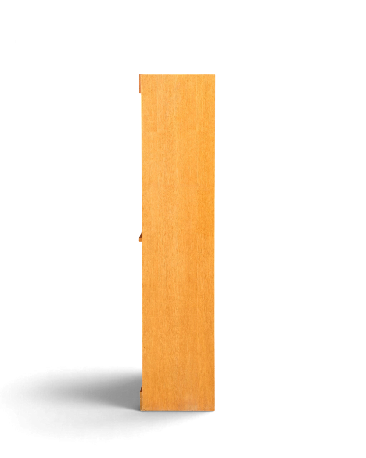 Hauptstadt Möblerei Rollladenschrank aus hellem Massivholz im Bauhaus-Stil, Seitenansicht des Vintage-Aktenschranks