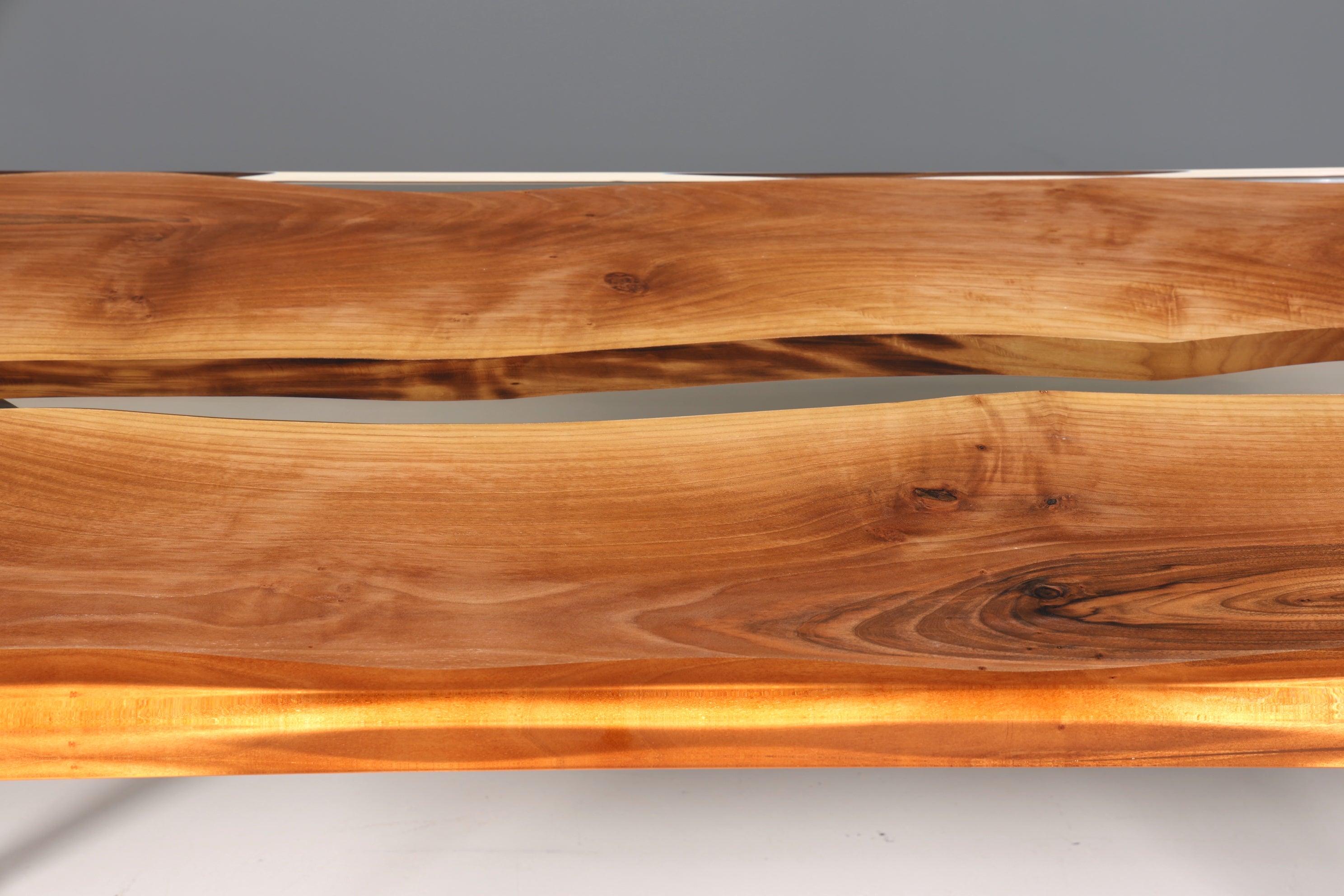 Wunderschöner Epoxidharz Tisch 220-90 cm Epoxy Nussbaum massiv Holz Esszimmer Tisch