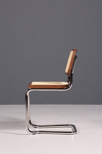 Korbgeflecht Freischwinger Stuhl "Milano" Made in Italy Braun Küchenstuhl Wippstuhl Wiener Geflecht