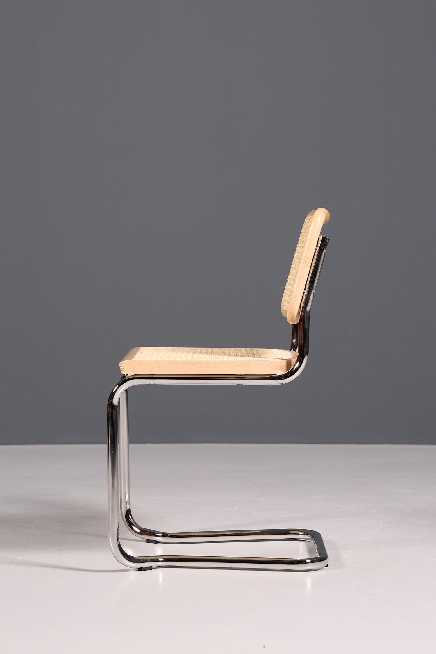 Korbgeflecht Freischwinger Stuhl "Milano" Made in Italy Beige Wippstuhl Küchenstuhl Esszimmer Stuhl