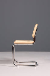 Korbgeflecht Freischwinger Stuhl "Milano" Made in Italy Beige Wippstuhl Küchenstuhl Esszimmer Stuhl