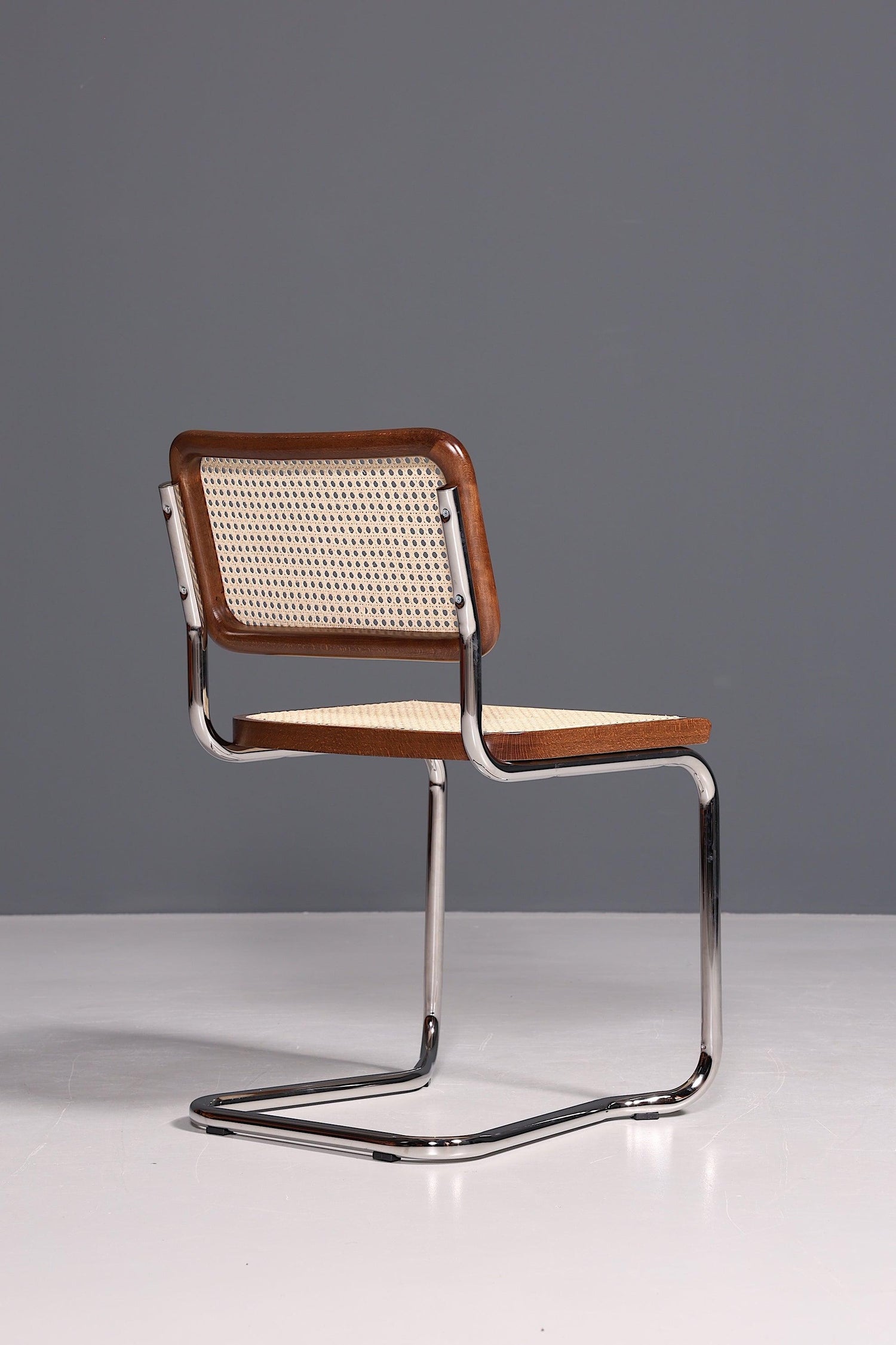 Korbgeflecht Freischwinger Stuhl "Milano" Made in Italy Braun Küchenstuhl Wippstuhl Wiener Geflecht