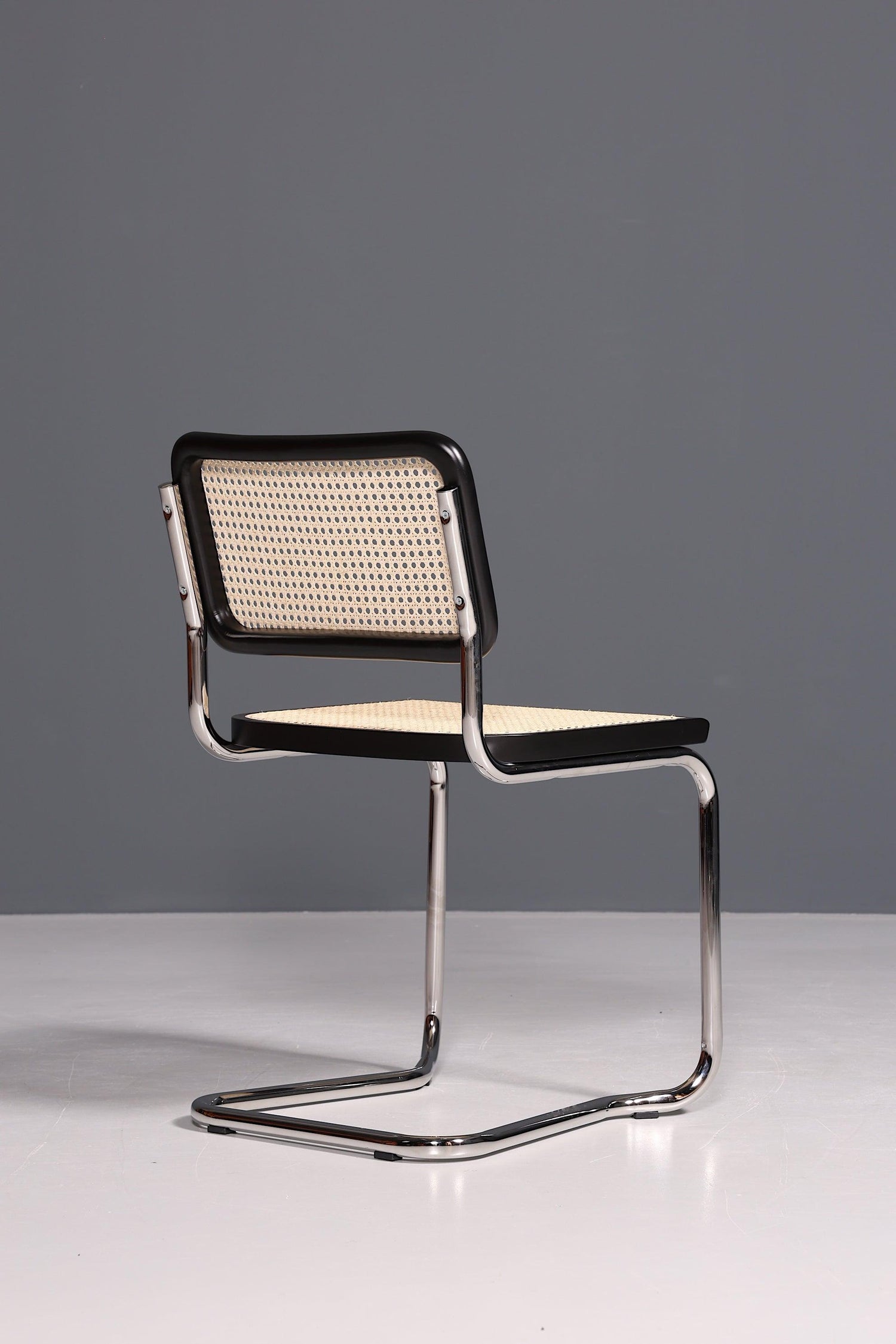 Korbgeflecht Freischwinger Stuhl "Milano" Made in Italy Schwarz Wippstuhl Esszimmer Stuhl Küchenstuhl