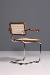 Korbgeflecht Freischwinger Armlehnstuhl "Milano" Made in Italy Braun Küchenstuhl Wippstuhl