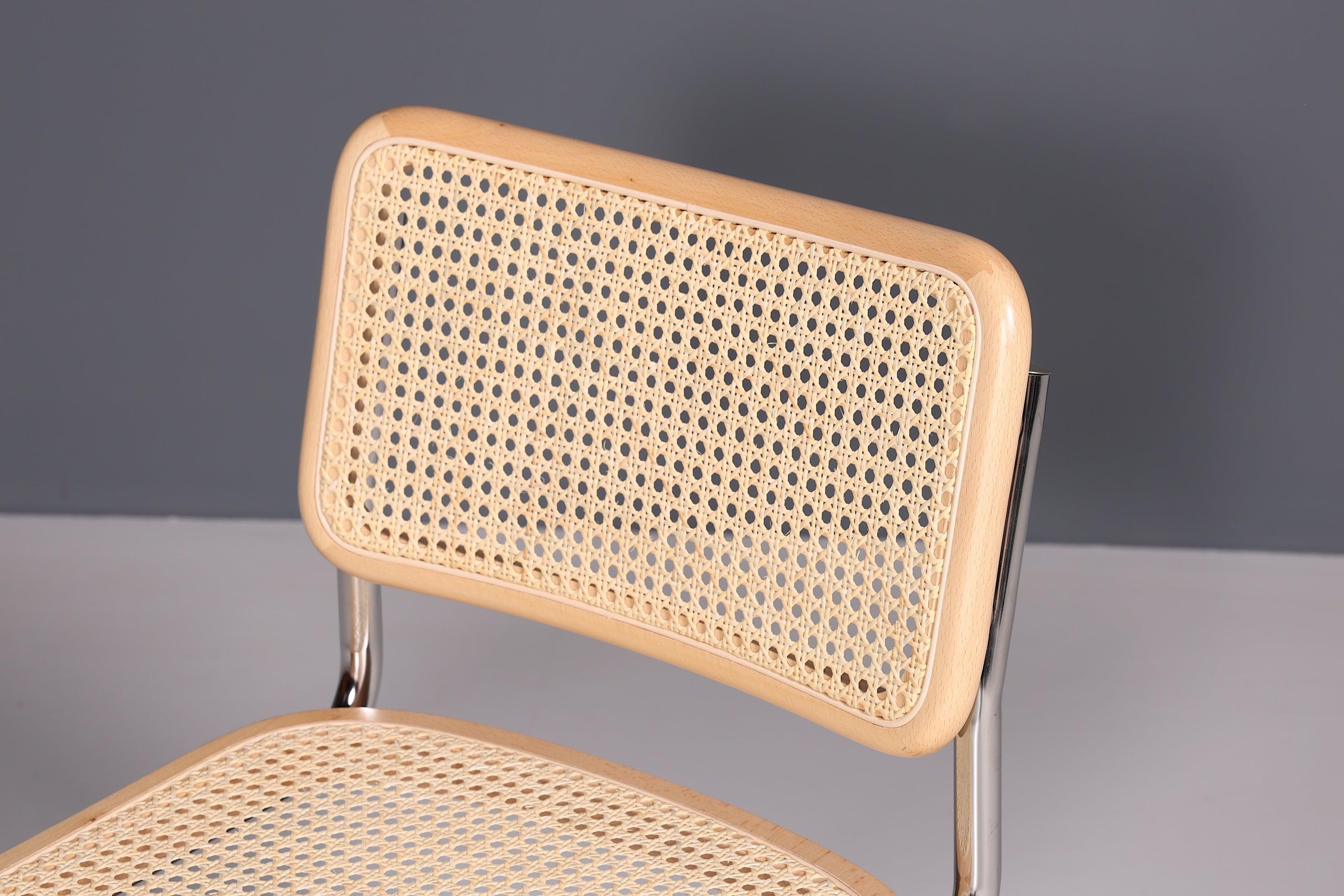 Korbgeflecht Freischwinger Stuhl "Milano" Made in Italy Beige Wippstuhl Küchenstuhl Esszimmer Stuhl