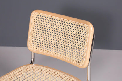 Korbgeflecht Freischwinger Stuhl "Milano" Made in Italy Beige Wippstuhl Küchenstuhl Esszimmer Stuhl