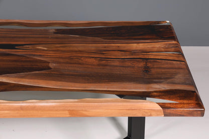 Wunderschöner Epoxidharz Tisch 220-85 cm Epoxy Nussbaum massiv Holz Esszimmer Tisch