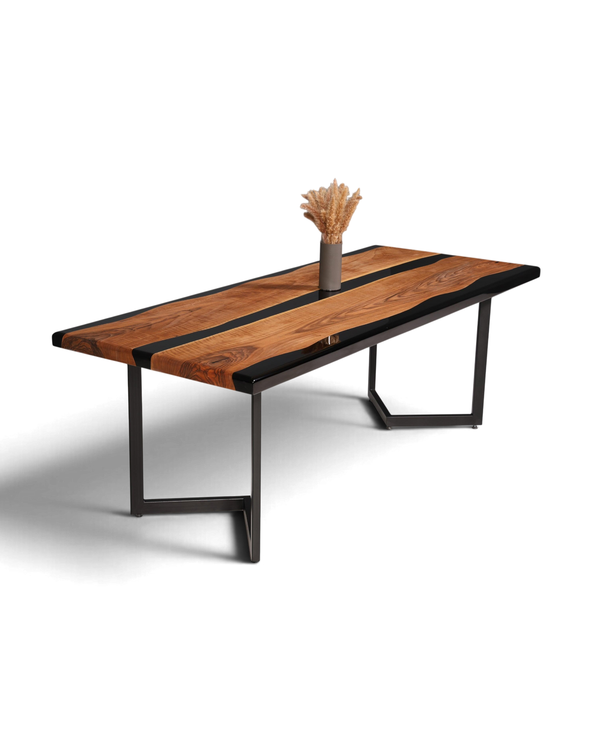 Epoxidharz Tisch 220x90cm Schwarz Nussbaum – Hauptstadt Möblerei Berlin