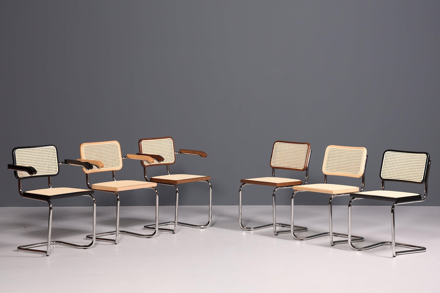 Korbgeflecht Freischwinger Stuhl "Milano" Made in Italy Schwarz Wippstuhl Esszimmer Stuhl Küchenstuhl