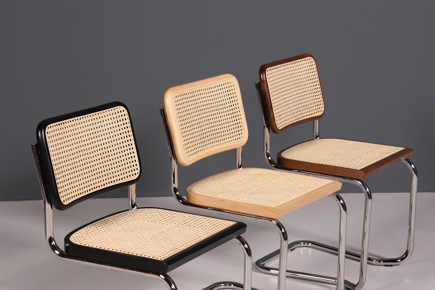 Korbgeflecht Freischwinger Armlehnstuhl "Milano" Made in Italy Beige Wippstuhl Sekretär Stuhl Esszimmer Stuhl