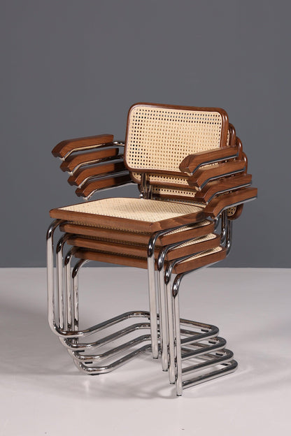 Korbgeflecht Freischwinger Armlehnstuhl "Milano" Made in Italy Braun Küchenstuhl Wippstuhl