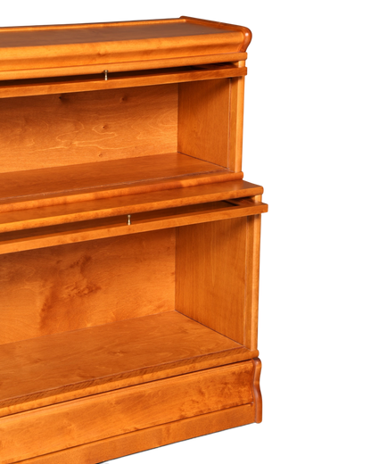 Hauptstadt Möblerei Boknäs Bücherregal aus Holz im Globe Wernicke Stil mit zwei Modulen und verglasten Klapptüren