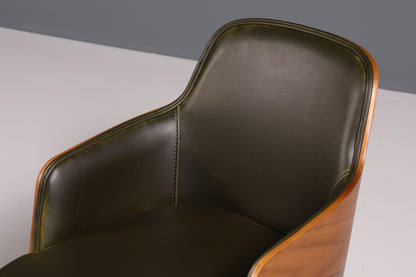 Edler Armlehnstuhl "Paolo- Green" Nussbaum Esszimmerstuhl Küchenstuhl grüner Sekretär Stuhl