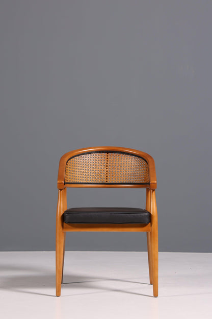 Edler Korbgeflecht Stuhl "Malibu Black" Esszimmer Stuhl in schwarz Armlehnstuhl Sekretär Stuhl Küchenstuhl